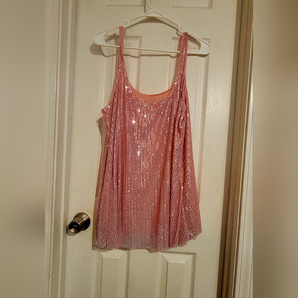 Pink Sequin Sleeveless Dress